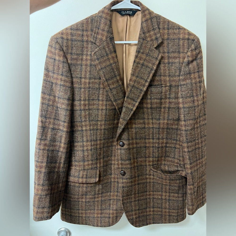 Hand woven wool Brown mens suit jacket.